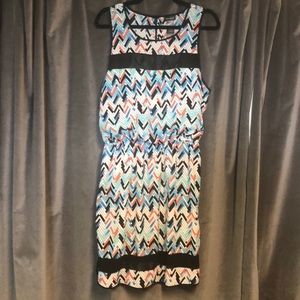 Bison bison chevron dress with sheer black detail!
